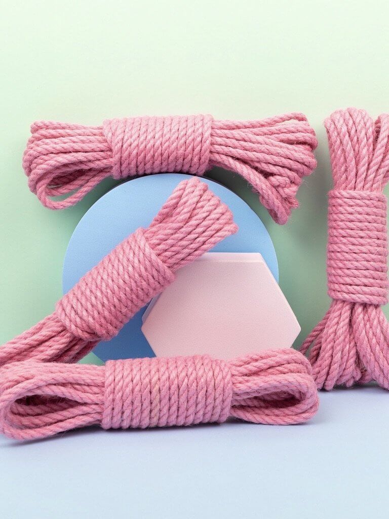 Pink Vegan Raw Jute Shibari Rope For Bondage Kinbaku Style Art _ 4 Pack _ Lolli Wraps Victoria Australia