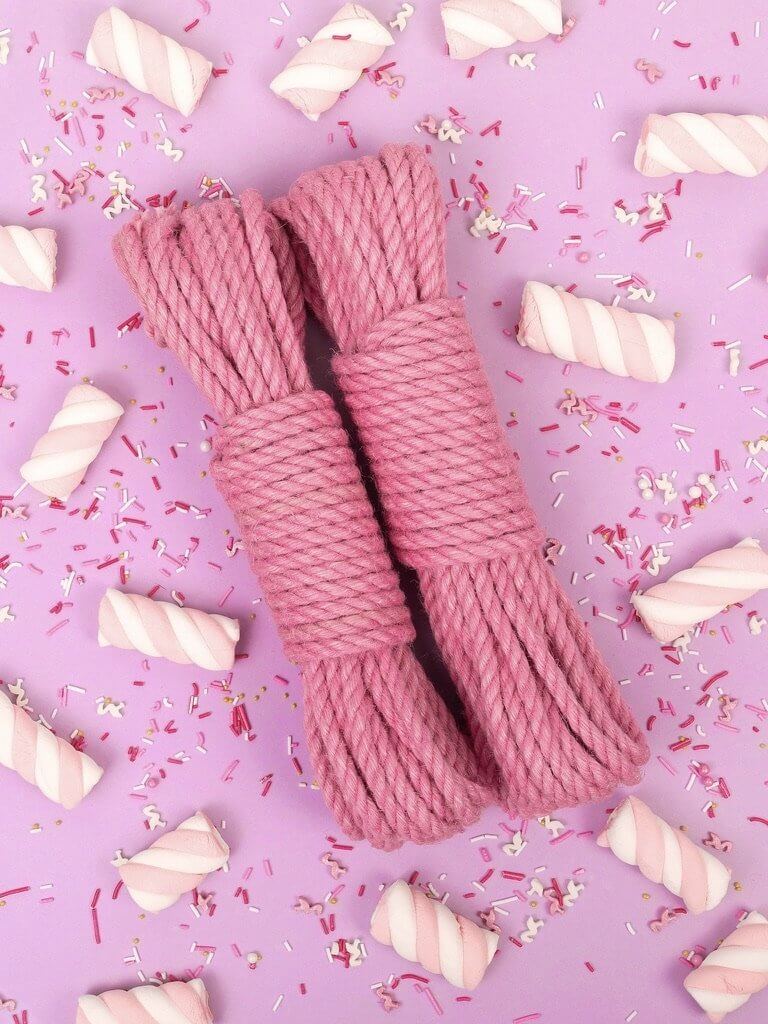 Pink Vegan Raw Jute Shibari Rope For Bondage Kinbaku Style Art _ 2 Pack _ Lolli Wraps Victoria Australia