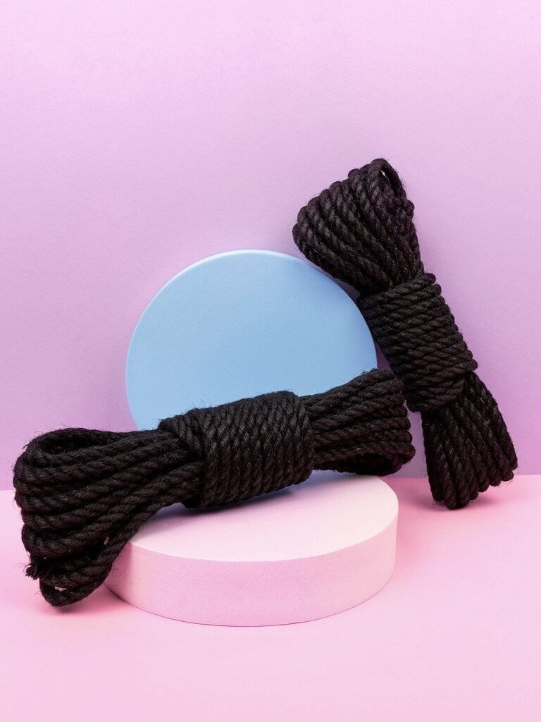 Black Vegan Jute Shibari Rope For Bondage Kinbaku Style Art _ 2 Pack _ Lolli Wraps Victoria Australia
